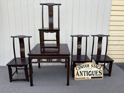67061 Oriental Dining Table with 4 Side Chairs Table 36" x 36" x 28"H
