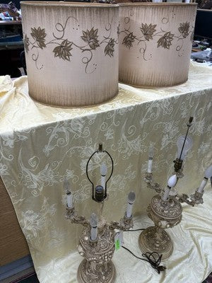 55229 Pair Fancy Mid Century Candelabra Table Lamps