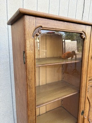 66904   Antique Victorian Oak Side By Side Bookcase Desk