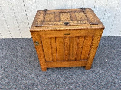 67160 Antique BAMBERGER Victorian Oak Ice Box Refrigerator with Lift Top