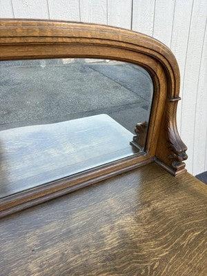 67012 Antique Victorian Oak Lion Head Buffet Sideboard Cabinet