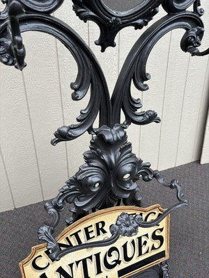 67150 Antique Victorian Cast iron Hat Rall With Mirror and Umbrella holders