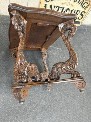 66801    RARE Custom  Made  Antique Figural CHERUB Tray Top Coffee Table Stand