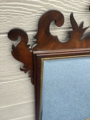 63573 HENKEL HARRIS Chippendale Burled Mahogany Mirror