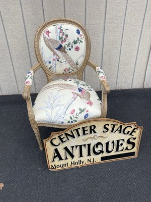 66500 Decorator Bergere Armchair Chair with Bird Design Fabric