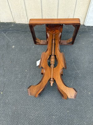 66778 Antique Victorian Walnut Marble Top Lamp Table Stand