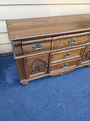 67122 Leaded Glass Oak China Cabinet Curio