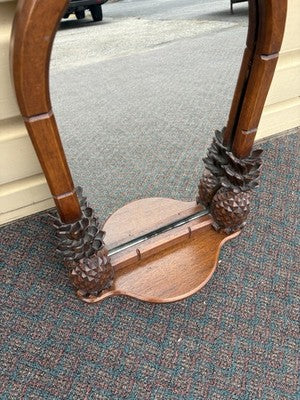 66927  Solid Mahogany Hand Carved Artist Signed FRITCH 1979 Mirror