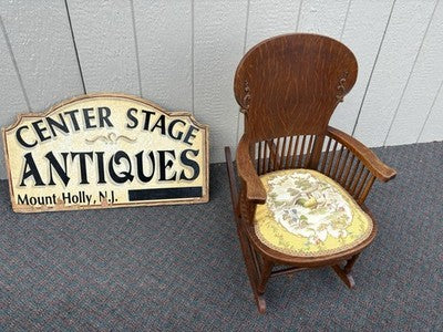 66853 Antiue Victorian Oak Child Youth Rocker Rocking Chair