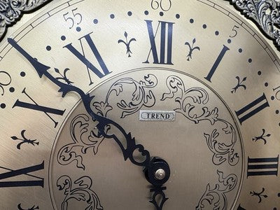57046 TREND Mahogany Grandfather Clock Good Working Condition.