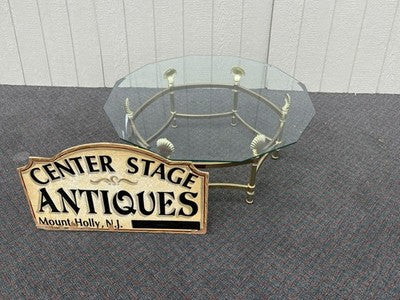 66743   QUALITY Brass and Glass Shell Design Coffee Table