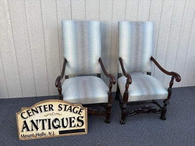 66083 PAIR Antique Throne Armchair Chair s