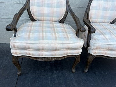58515 Pair French Country Bergere Armchair Chairs