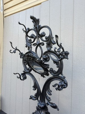 67150 Antique Victorian Cast iron Hat Rall With Mirror and Umbrella holders