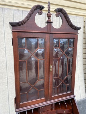 66491 JASPER Furniture Bubble Glass Secretary Desk w/ Bookcase Top