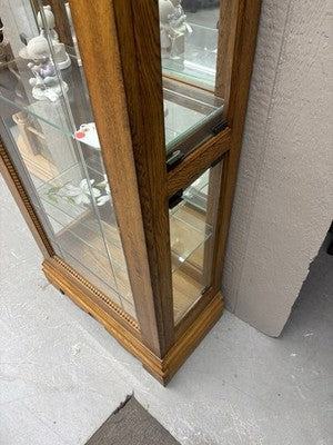 62458 Etched Glass Oak Curio China Cabinet