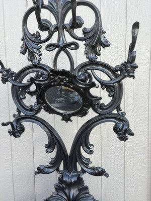 67150 Antique Victorian Cast iron Hat Rall With Mirror and Umbrella holders