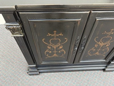 66991 Decorator Stenciled Storage Cabinet Sideboard Buffet Liquor Cabinet