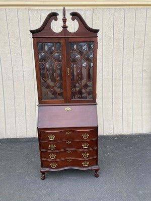 66491 JASPER Furniture Bubble Glass Secretary Desk w/ Bookcase Top