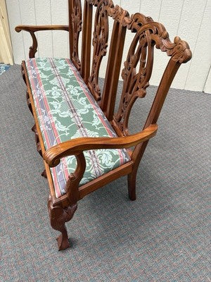 66942   Chippendale Mahogany Claw Foot Settee Loveseat Couch