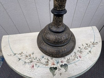 67043 Large Oriental Decorator Metal Lamp with Fancy  Custom made Shade