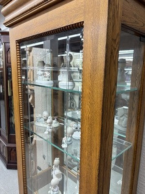 62458 Etched Glass Oak Curio China Cabinet