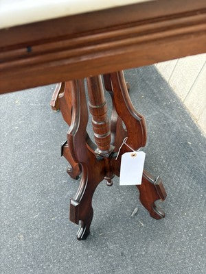 66777 Antique Victorian Walnut Marble Top Lamp Table Stand