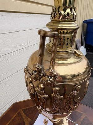 67093 QUALITY Brass and Marble Figural Table Lamp