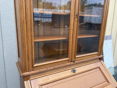 67028 Antique Victorian Oak Secretary Desk w/ Bookcase Top