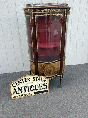 67000 Louis XV Bow Glass Curio China Cabinet with Bronze Ormalu