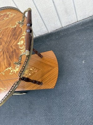 66844 Italian Inlaid Bar Cart Liquor Cabinet Teacart