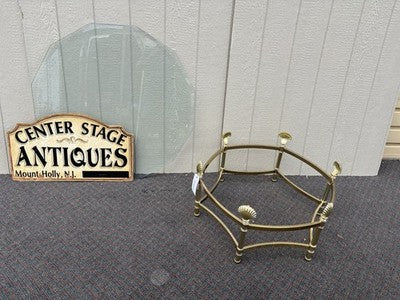 66743   QUALITY Brass and Glass Shell Design Coffee Table