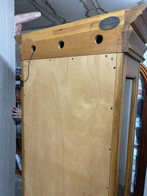 62458 Etched Glass Oak Curio China Cabinet