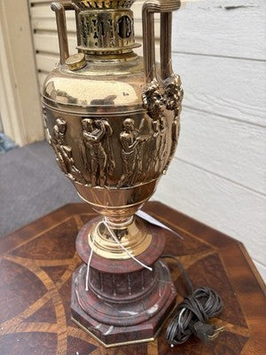 67093   QUALITY Brass and Marble Figural Table Lamp