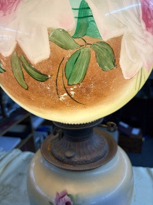 66593    Antique Victorian Gone With The Wind Electrified Oil Lamp