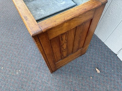 67160 Antique BAMBERGER Victorian Oak Ice Box Refrigerator with Lift Top