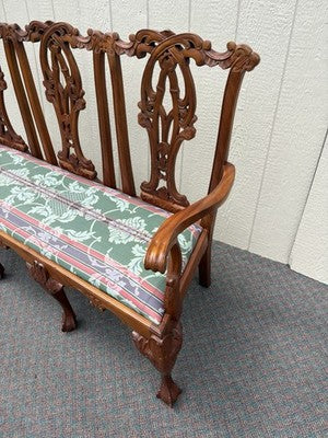 66942   Chippendale Mahogany Claw Foot Settee Loveseat Couch