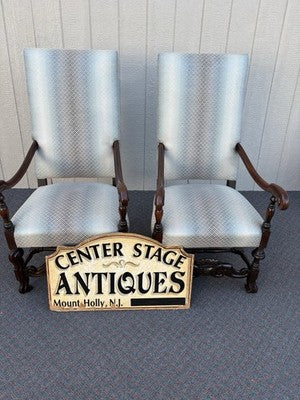66083 PAIR Antique Throne Armchair Chair s