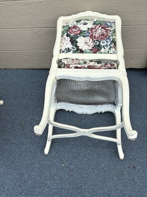 60612 PAIR of Romantic Shabby BERGERE Floral Armchairs with Factory White Finish