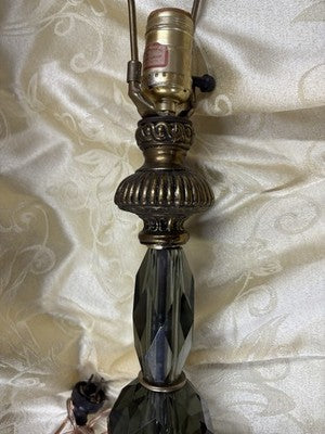 61657  Vintage Mid Century Modern Glass and Metal Table Lamp