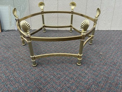 66743   QUALITY Brass and Glass Shell Design Coffee Table