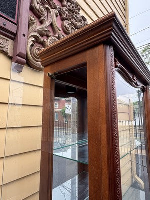 66688 Fancy 4 Door Side Loading  Mahogany Curio China Cabinet