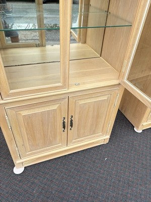 67067 PAIR Bookcase Curio Cabinets with Plate Glass Shelves