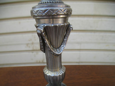 COL 01 WS: Pair Fancy Silver Metal Fancy Candle Sticks