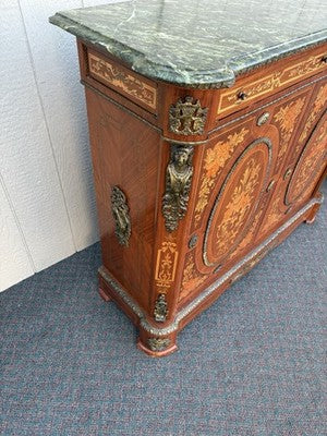 67208 Marble Top Sideboard Server Console Cabinet Stand