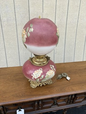 66594  Antique Gone With The Wind Electrified Oil Lamp