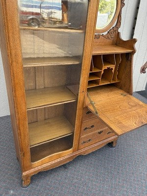 67053 Antique Victorian Oak Side By Side Desk Bookcase