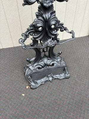 67150 Antique Victorian Cast iron Hat Rall With Mirror and Umbrella holders