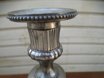 COL 01 WS: Pair Fancy Silver Metal Fancy Candle Sticks