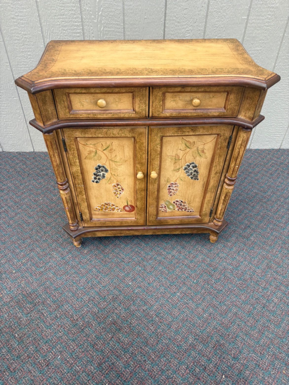67582 Hand-Painted Tuscan Style Console Cabinet with Fruit Motif